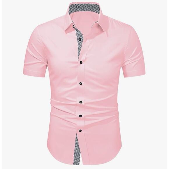 Men's Casual Button Down Shirts Wrinkle-Free Short Sleeve Business Dress Sz 2XL - Picture 11 of 11